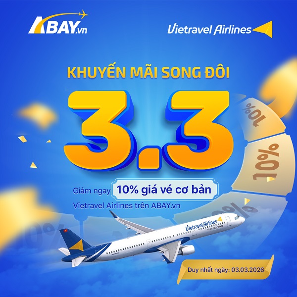 Ngày song đôi, ưu đãi gấp bội cùng khuyến mại từ Vietravel Airlines