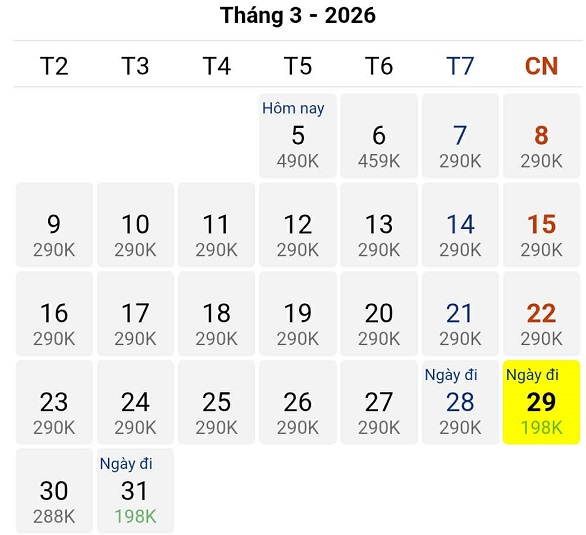 Nhiều vé giá tốt đang được mở bán cho chặng Đà Nẵng – Hà Nội tháng 03/2026