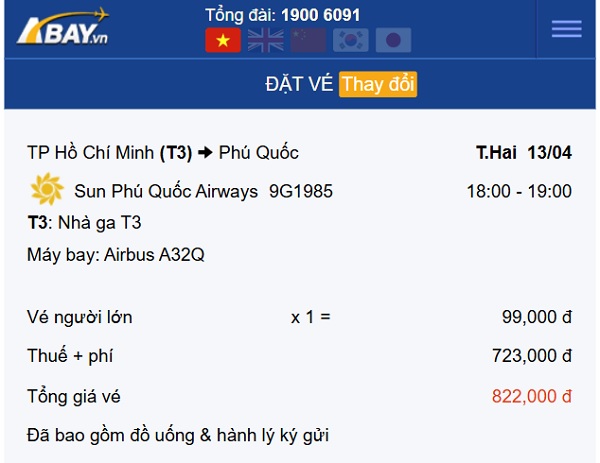 Tháng 4: Rất nhiều vé bay giá tốt chỉ 99k “phủ sóng” chặng bay Tp Hồ Chí Minh – Phú Quốc