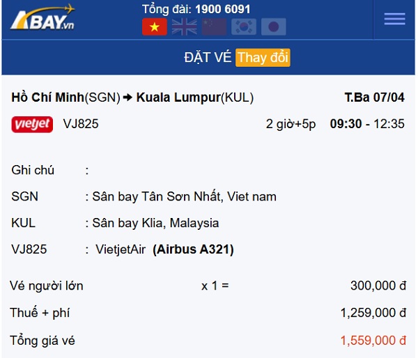 Bay thẳng Tp Hồ Chí Minh – Kuala Lumpur (Malaysia) tháng 4: Giá vé khởi điểm 300k/ chiều