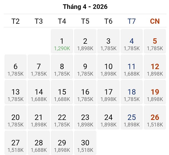 Cùng ABAY tìm ra giá vé rẻ nhất cho chặng Hà Nội – Tp Hồ Chí Minh tháng 04/2025