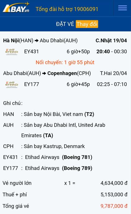 Đặt vé Hà Nội – Copenhagen giá tốt nhất tháng 40/2026 tại ABAY.vn