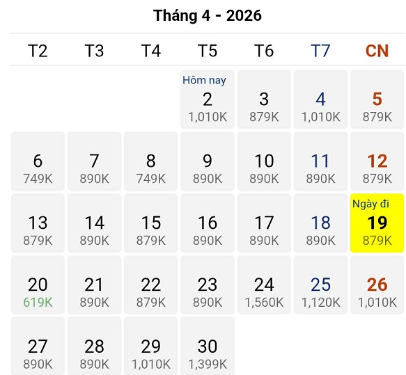 Nhanh tay đặt vé giá rẻ nhất chặng Tp Hồ Chí Minh – Quy Nhơn vào tháng 04/2026