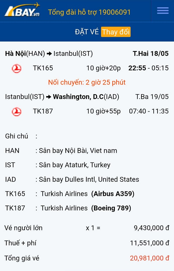 “Nhẹ ví” khi bay Hà Nội – Washington tháng 05/2025 với giá vé tốt nhất