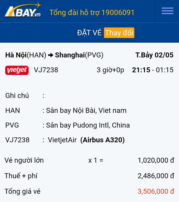Bay thẳng Hà Nội – Thượng Hải tháng 05/2026 với mức giá cực tốt tại ABAY