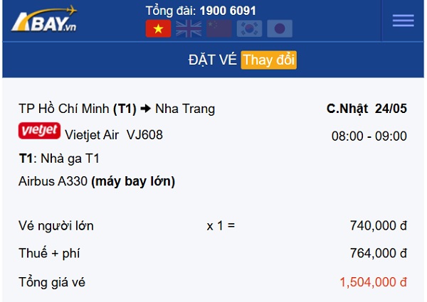 Cùng ABAY cập nhật giá vé Tp Hồ Chí Minh – Nha Trang tháng 5: Khởi điểm 740k/ chiều