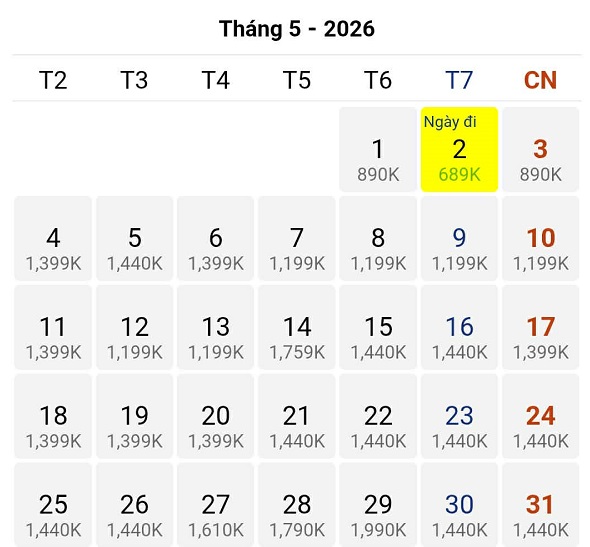 Lựa chọn giá vé tốt nhất cho chặng Hà Nội – Quy Nhơn tháng 05/2026