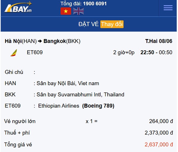 Vé bay thẳng Hà Nội – Bangkok tháng 6 bất ngờ giảm mạnh, chỉ từ 264k/ chiều!