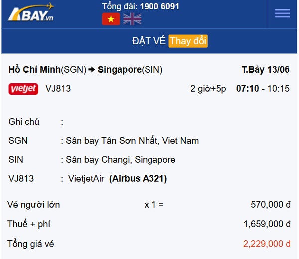 Bay thẳng Tp Hồ Chí Minh – Singapore tháng 6: Book vé hãng nào giá tốt nhất?