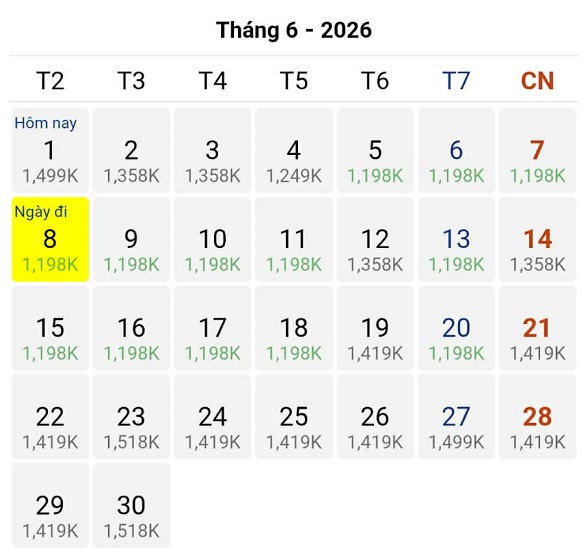 Đặt vé máy bay giá tốt chặng Hà Nội – Tp Hồ Chí Minh tháng 06/2026 tại ABAY