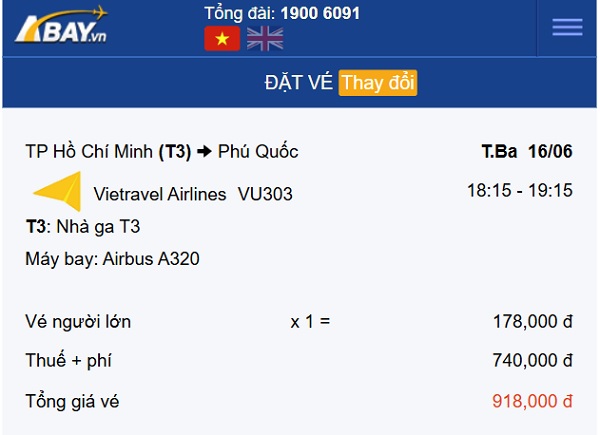 Tin được không? Vé bay Tp Hồ Chí Minh – Phú Quốc tháng 6 chỉ từ 178k/ chiều?
