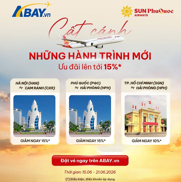 Khám phá những hành trình mới với ưu đãi lên tới 15% từ Sun PhuQuoc Airways