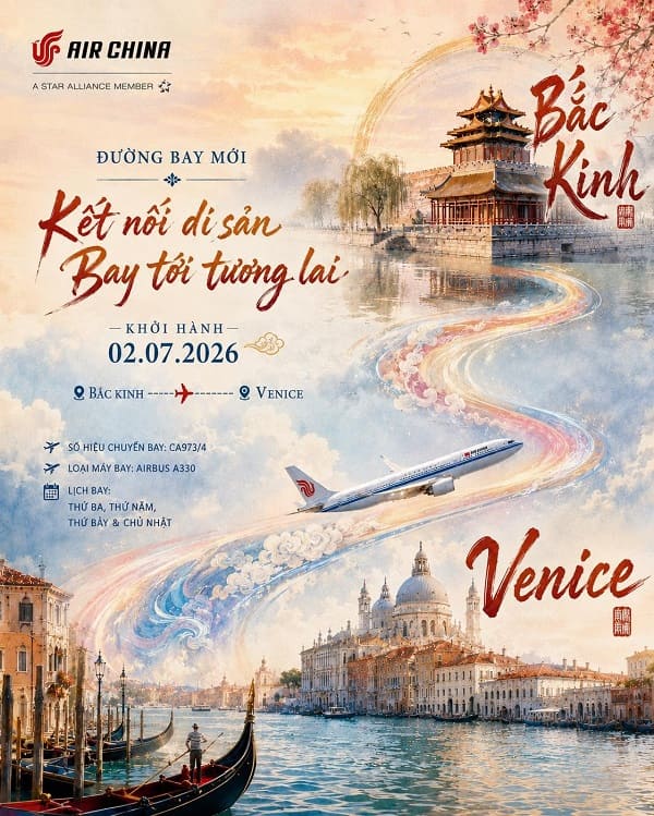 Khám phá Venice (Ý) cùng đường bay mới mở của Air China 