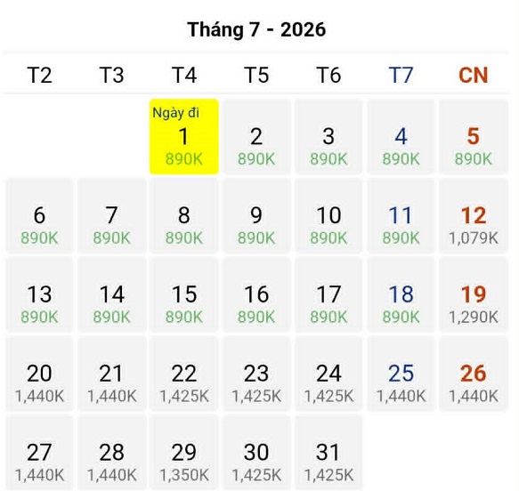 Xuất hiện vé giá tốt chặng Thanh Hóa - TP Hồ Chí Minh đầu tháng 07/2026
