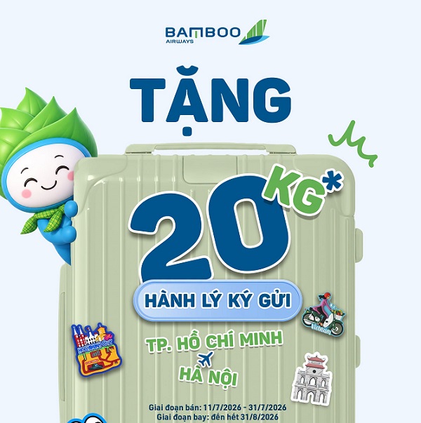 Bamboo Airways miễn phí 20kg hành lý cho hành khách bay chặng Hà Nội – Tp Hồ Chí Minh