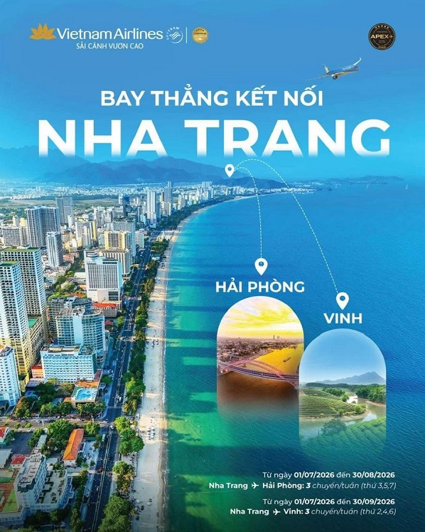 Vietnam Airlines kết nối Nha Trang với Vinh và Hải Phòng bằng loạt vé giá tốt
