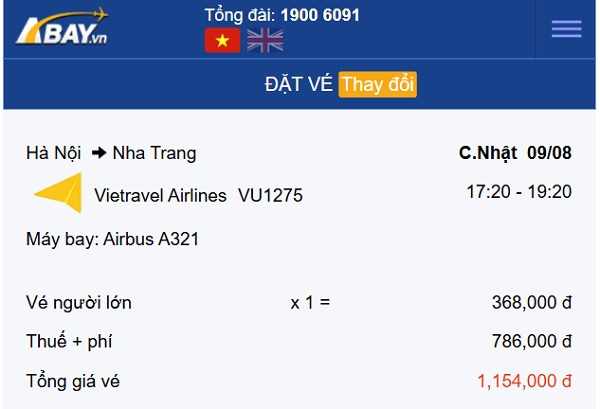 Tháng 8: Bay Hà Nội – Nha Trang với giá vé tiết kiệm chỉ từ 368k/ chiều