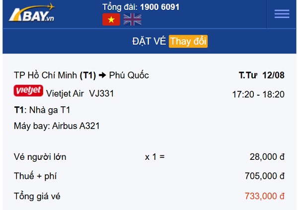Tin được không? Vé bay Tp Hồ Chí Minh – Phú Quốc tháng 8 chỉ từ 28k/ chiều?