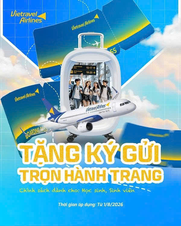 Vietravel Airlines triển khai ưu đãi hành lý ký gửi, chào đón mùa tựu trường!