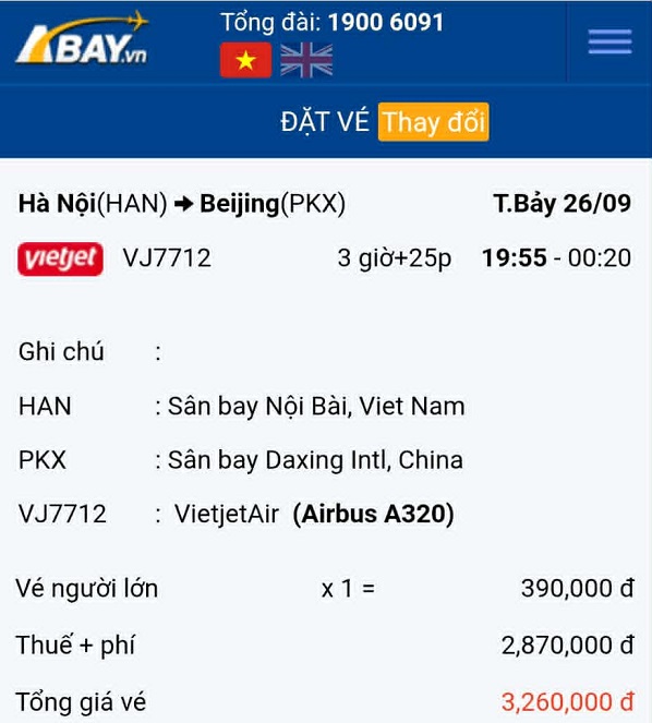 Bay thẳng Hà Nội – Bắc Kinh tháng 09/2026 siêu tiết kiệm, giá chỉ từ 390k
