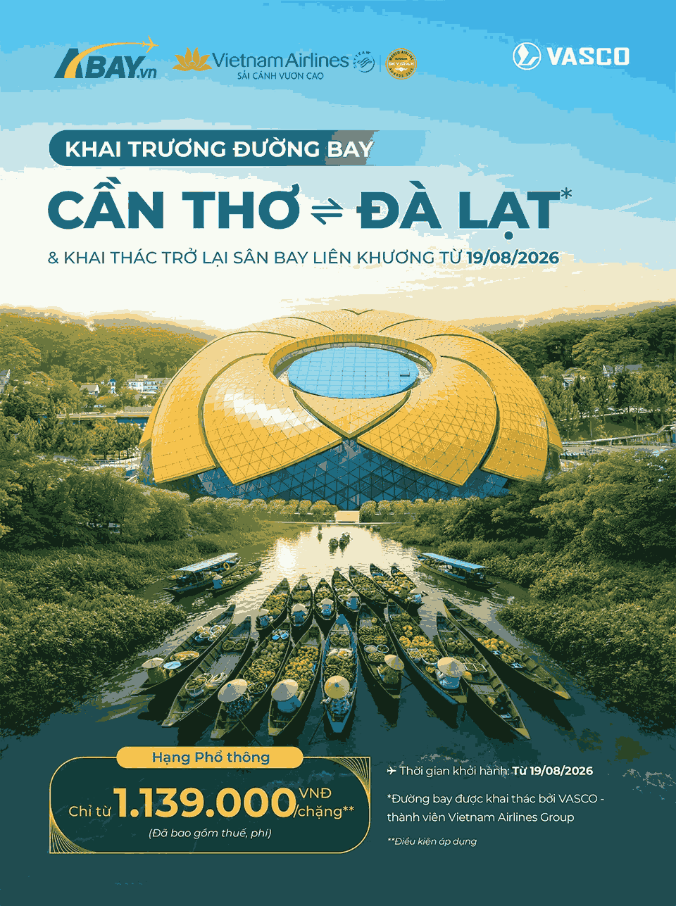Săn vé ưu đãi, bay thẳng Cần Thơ – Đà Lạt cùng Vietnam Airlines