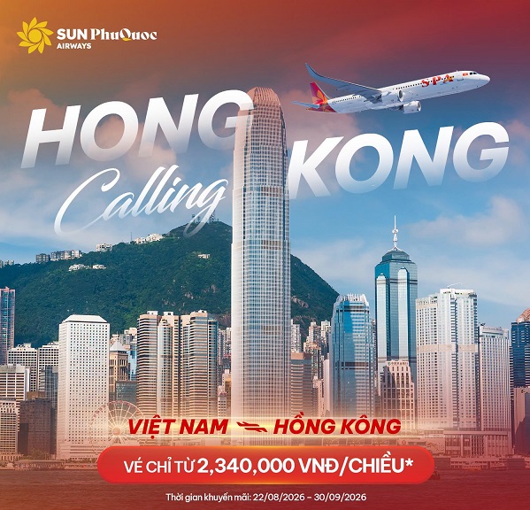 Hong Kong gọi – Sun PhuQuoc Airways đáp lời bằng vé bay thẳng giá cực hấp dẫn!
