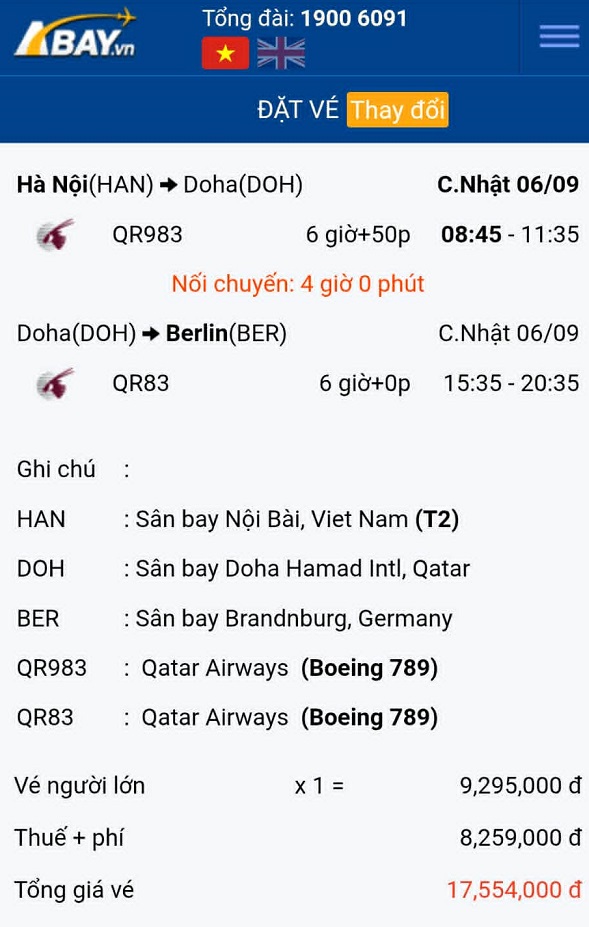 Cập nhật giá vé máy bay tốt nhất chặng Hà Nội – Berlin vào tháng 09/2026