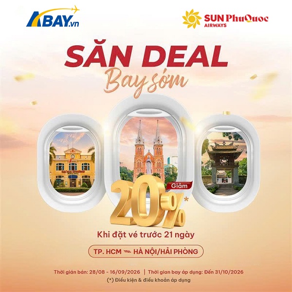 Săn deal bay sớm cùng Sun PhuQuoc Airways - giảm ngay 20% giá vé!