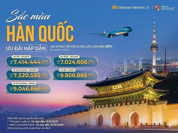 Chạm sắc thu Hàn Quốc cùng ưu đãi hấp dẫn từ Vietnam Airlines