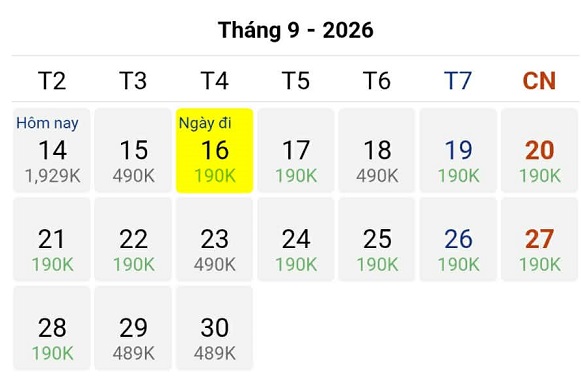Vé máy bay Tp Hồ Chí Minh - Thanh Hóa bất ngờ hạ giá vào cuối tháng 09/2026