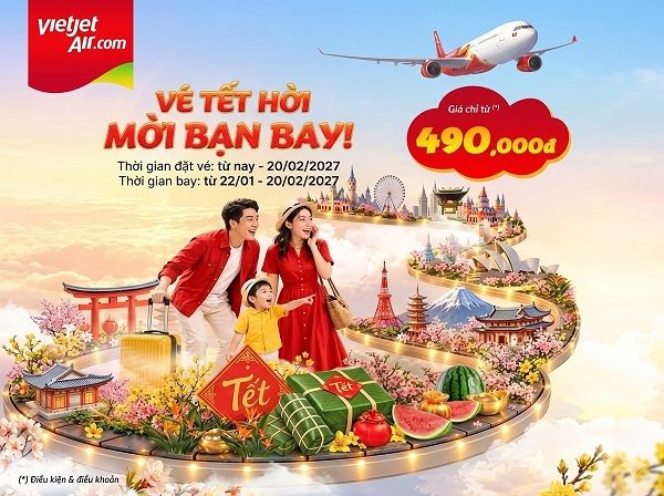Chính thức: VietJet Air mở bán vé Tết Đinh Mùi với giá chỉ từ 490k!