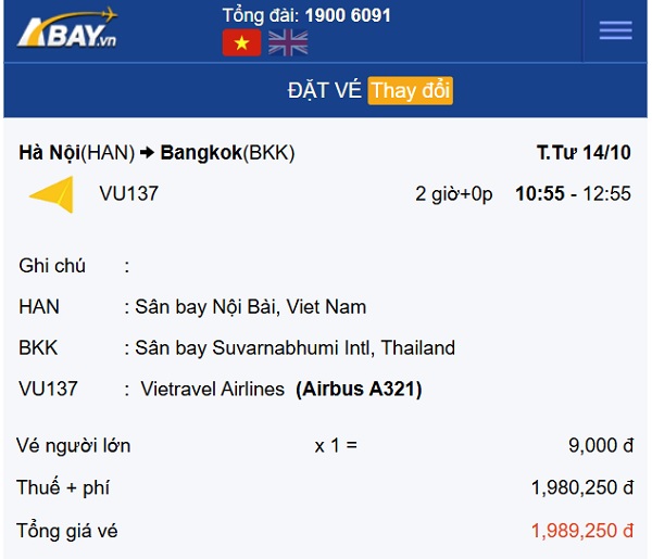 Nhanh tay đón “mưa” vé rẻ chỉ từ 9k bay thẳng Hà Nội – Bangkok tháng 10!