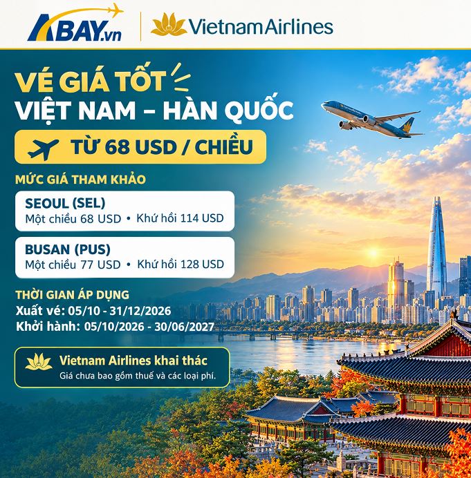 Vietnam Airlines mở bán loạt vé giá tốt cho các hành trình từ Việt Nam đến Hàn Quốc