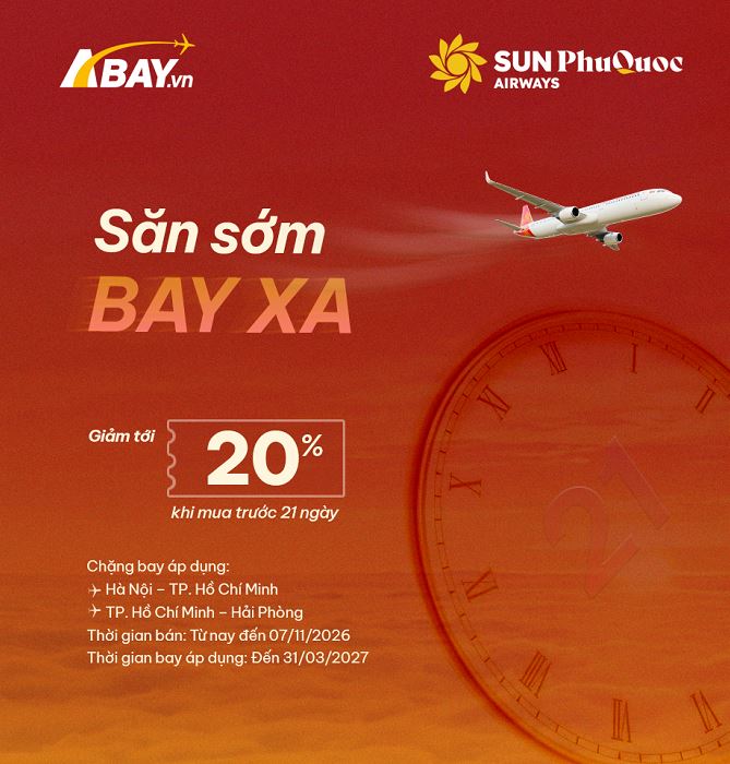 Sun PhuQuoc Airways tung ưu đãi “SĂN SỚM BAY XA” – giảm tới 20% giá vé