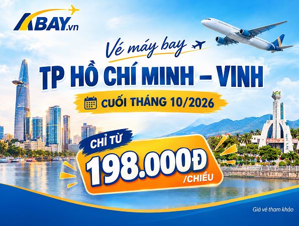 Vé Tp Hồ Chí Minh đi Vinh cuối tháng 10/2026 có giá chỉ 198k