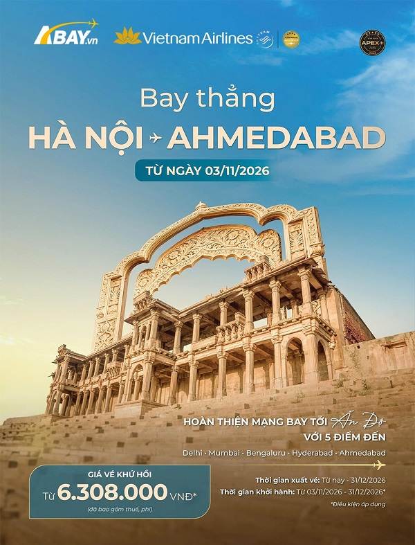 Thêm đường bay mới Hà Nội – Ahmedabad, thêm ưu đãi hấp dẫn từ Vietnam Airlines!