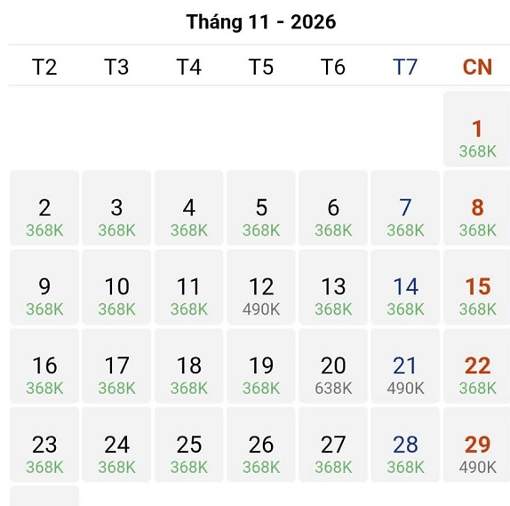 Loạt vé 368k “phủ kín” đường bay Hà Nội – Buôn Mê Thuột tháng 11/2026