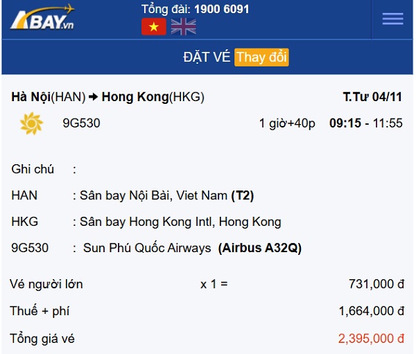 Bay thẳng Hà Nội – Hong Kong tháng 11: Giá vé rẻ nhất là bao nhiêu?