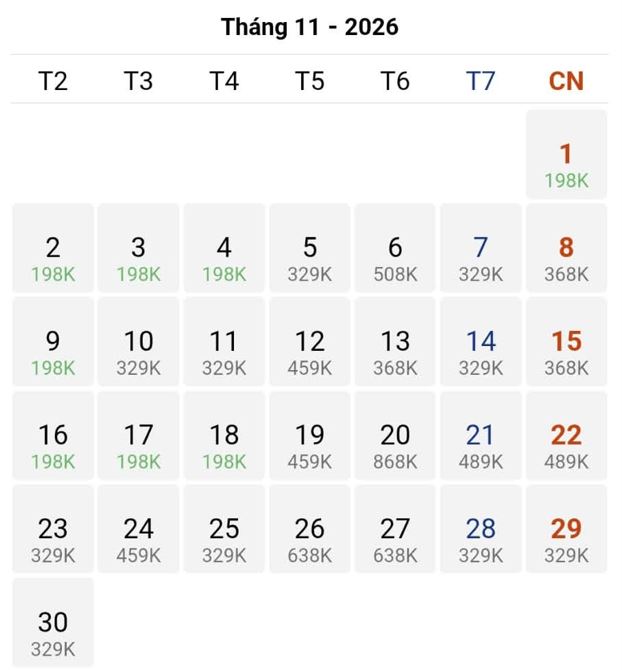 Vé máy bay Tp Hồ Chí Minh đi Hải Phòng tháng 11/2026 giá giá chỉ từ 198k