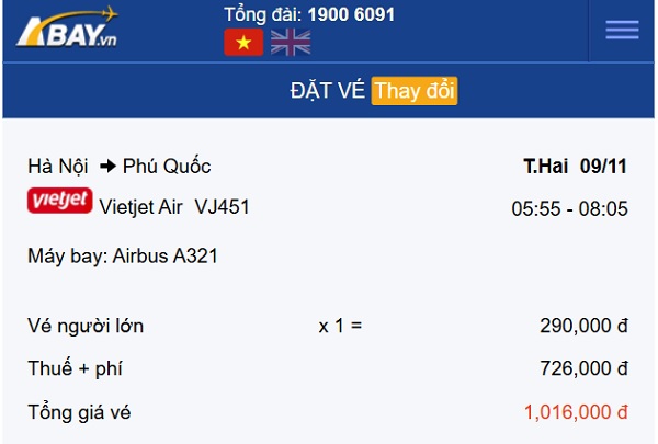 Bay Hà Nội – Phú Quốc tháng 11: Giá vé khởi điểm chỉ 290k/ chiều!