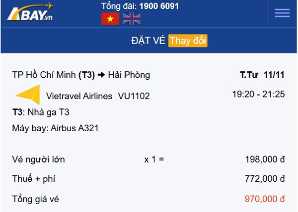 Book ngay loạt giá vé hấp dẫn bay Tp Hồ Chí Minh – Hải Phòng tháng 11 chỉ từ 198k!